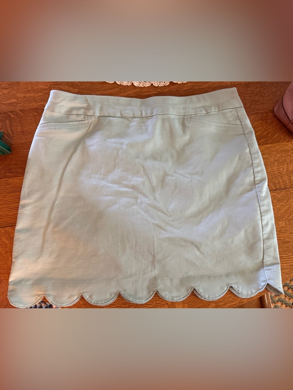 Women's Scalloped Hem pale green Croft & Barrow Effortless stretch skort sz 16